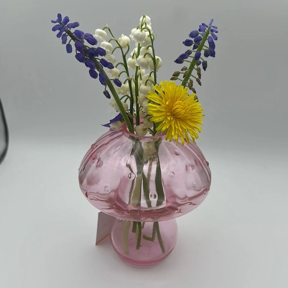 Pink Glass Mushroom Vase/Accent Piece